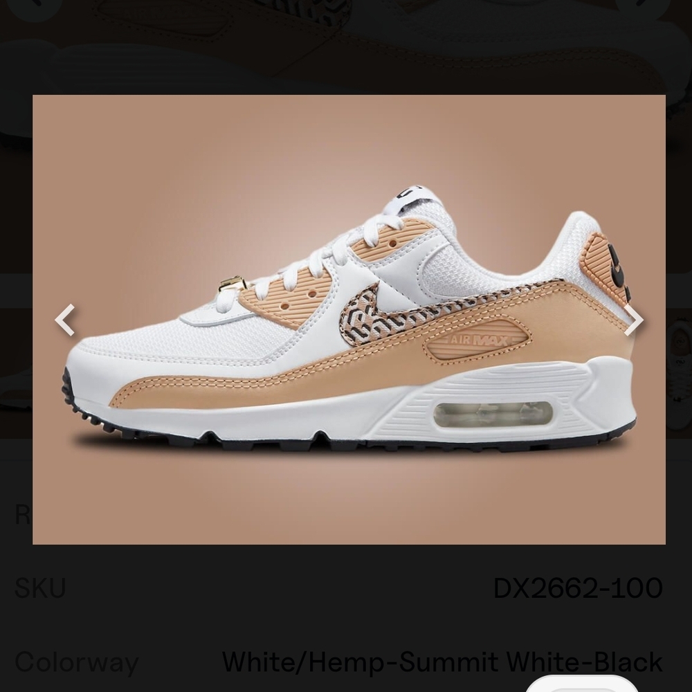 Nike Air Max White and Tan Sneakers